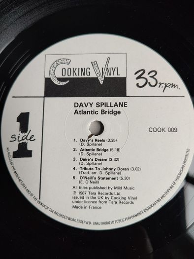 Davy Spillane - Atlantic Bridge Vinyl LP (1988) Original UK Release Cooking Vinyl VG+ Folk Trad