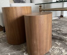 Set of Stackable Side 2 Tables in solid Walnut. Made in Spain.