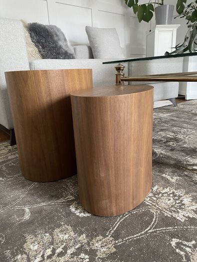 Designer Side Tables. Solid Walnut. Spain. Set of Two. As New.