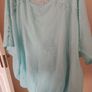 Lovely Gina Benotti aquamarine embroidered blouse size UK22 EU50 Postage included Image 4