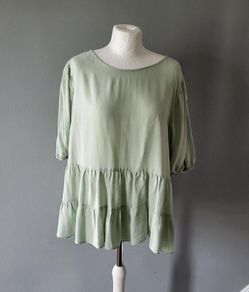 Primark green peplum top, Size 18