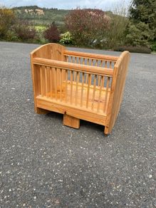Handmade wooden dolls cot