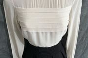 NWT Karen Millen Pintuck Detail Contrast A-Line Dress in Black/Cream