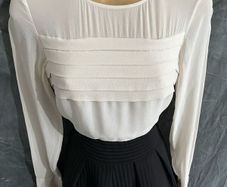NWT Karen Millen Pintuck Detail Contrast A-Line Dress in Black/Cream