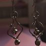 Stainless Steel Earrings with Bells, Handmade Wire Art, Geometric Dangles Image 2