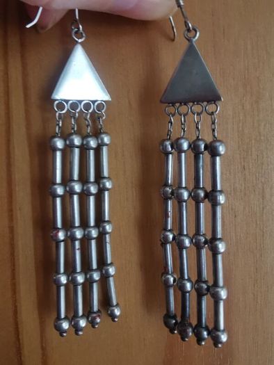 Long silver earrings