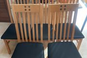 5 x Black Leather &amp; Wooden Kitchen Dining Chairs - Can Deliver