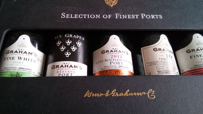 Graham's Port. Mini Port Wine Selection. Empty Bottles.