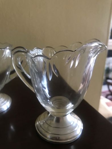 Antique Silver Footed Milk & Sugar Bowl Set