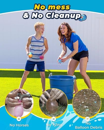 8 PC Reusable Magnetic Water Balloons, Refillable Water Bomb Splash Balls Self Sealing Quick Fill, Latex-Free Silicone Outdoor Toys for Kids Adults Outside Games Summer Fun Party