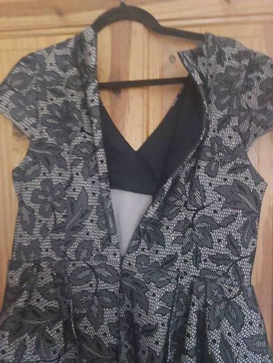 Joanna Hope black and ivory lace peplum dress (free post)