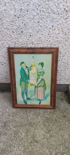 framed advertising Alderdice & Duncan ,newery ireland irish whiskey, few marks on picture,sold as seen ,nice in any home bar or man cave pub restaurant etc,,cme from closed down pub, abit faded etc ,see pictures for condition, sold as seen