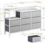 Chest of Drawers Bedroom, 8 Fabric Drawers, Light Grey, 30x132x88cm Image 6
