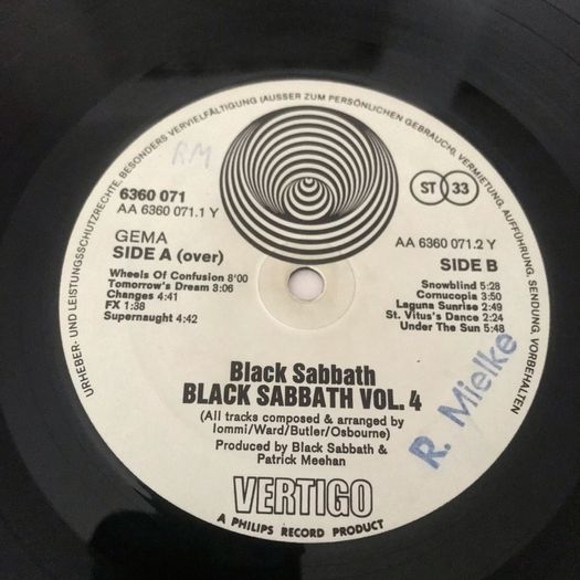 Black Sabbath Vol 4 1st press Vertigo swirl