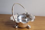 Vintage English silver plate Basket  with handle