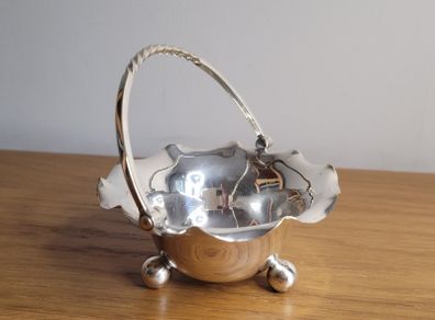 Vintage English silver plate Basket  with handle