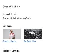 Calvin Harris tickets belfast