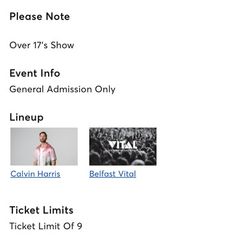 Calvin Harris tickets belfast