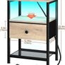 Bedside Table with Charging Station, Small Sofa Side Table with LED Light Image 4