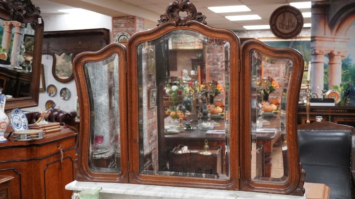 Antique French Oak Dressing Chest with Marble Top