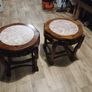 two small round tables in lovely condition marble tops height 18 x18 inches Image 5