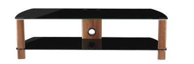 Alphason Century 1500 Tv Stand - Walnut & Black Glass - Adce1500-blk