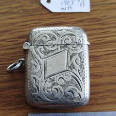 Antique Solid Silver Vesta Match Case - Birmingham 1903 (William Adams)