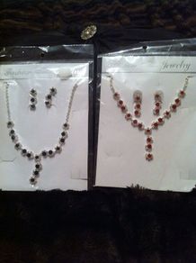 Two sets of bling bling necklaces & matching drop earrings