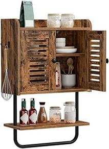 Vintage Medicine Cabinet, Bathroom Cabinet, Wall Cabinet with Shutters and Towel Rail
