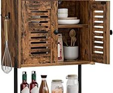 Vintage Medicine Cabinet, Bathroom Cabinet, Wall Cabinet with Shutters and Towel Rail