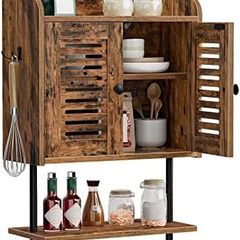 Vintage Medicine Cabinet, Bathroom Cabinet, Wall Cabinet with Shutters and Towel Rail