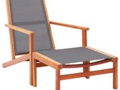 Garden Chair with Footrest Grey Solid Eucalyptus Wood and Textilene