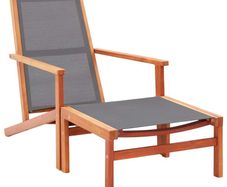 Garden Chair with Footrest Grey Solid Eucalyptus Wood and Textilene