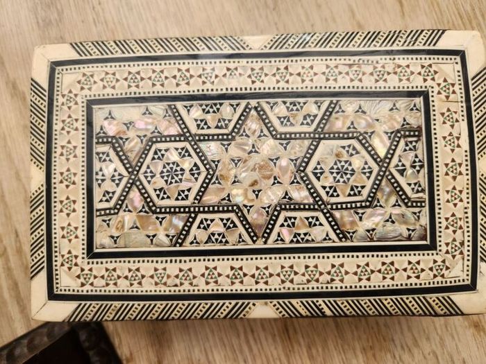 Superb boxes . mother of pearl ...brass . Epns. etc