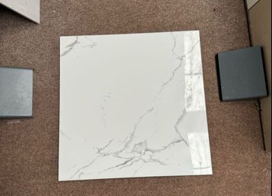 Joblot White Marble Effect Gloss Tile 60 x 60cm