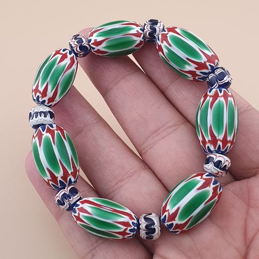 Vintage Venetian Style Chevron Beads Bracelet