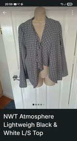 NWT Atmosphere  Black & White Top Size 14