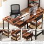 L Shaped Desk with Power Outlet Corner Computer Desk with Storage Shelves & Fabric Drawer Image 4