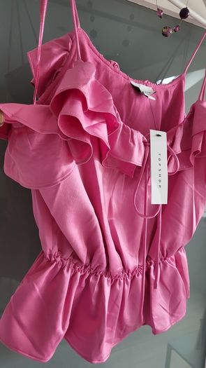 TOPSHOP pink ruffle cami Sz 14 - Bnwt Rrp 40