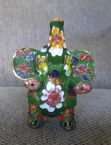 Vintage cloisonne elephant figurine enamelled copper statue painted in excellent condition 10cm standing see last photo FREE STANDARD POSTAGE INCLUDED