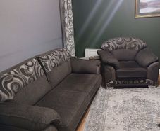 Grey 3 seater and 1 large armchair