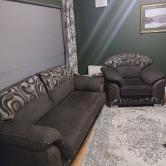 Grey 3 seater and 1 large armchair