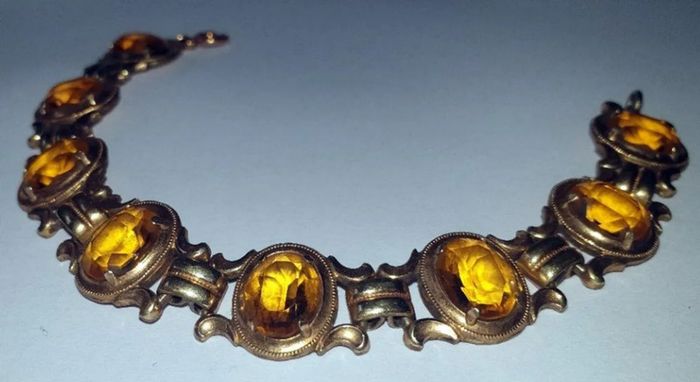 Vintage K&L 14ct Gold & Amber Bracelet