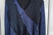 Tia Long sleeved navy &amp; blue top
