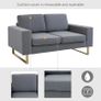 2 Seater Sofas for Living Room, Fabric Couch, Love Seat with Cushions and Steel Legs Image 7