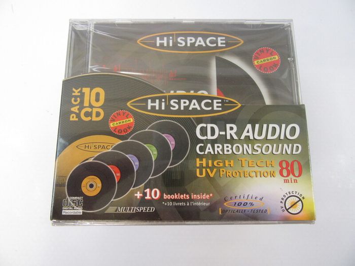 HI SPACE 10 PACK CD-R Vinyl Carbon Look CD Jewel Cases 80 Mins NEW Free Post