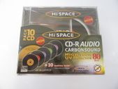 HI SPACE 10 PACK CD-R Vinyl Carbon Look CD Jewel Cases 80 Mins NEW Free Post