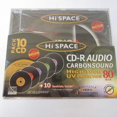 HI SPACE 10 PACK CD-R Vinyl Carbon Look CD Jewel Cases 80 Mins NEW Free Post