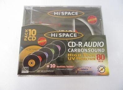 HI SPACE 10 PACK CD-R Vinyl Carbon Look CD Jewel Cases 80 Mins NEW Free Post