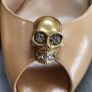 Alexander McQueen Tan Leather Crystal Embellished Skull Detail Peep Toe Pumps Size 40.5 (Fit 7-7.5UK) - Rrp 695 (New) Image 4